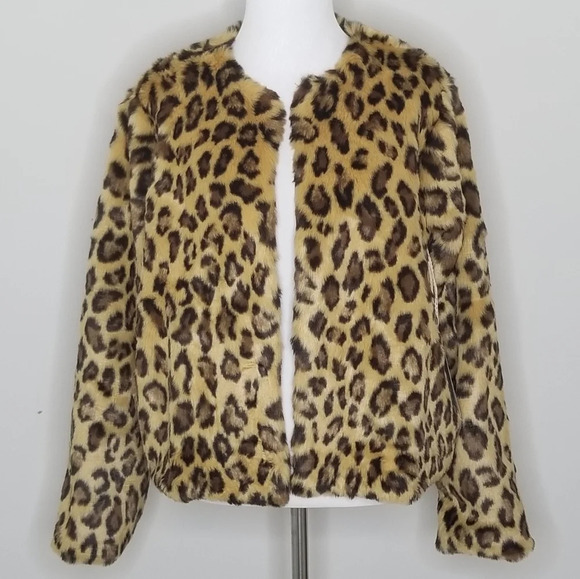 NWT Band of Gypsies Leopard Faux Fur Coat S - Picture 1 of 8